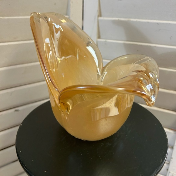 Murano Handblown Vase Vintage Murano White Crystal Peach Still has label - Picture 3 of 9